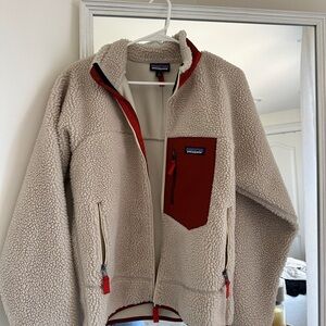 The North Face Cream and Red Fleece Jacket